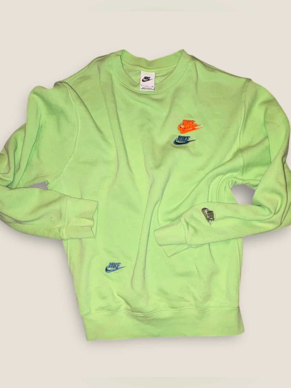 Nike Lime Green Embroidered Crewneck Sweatshirt